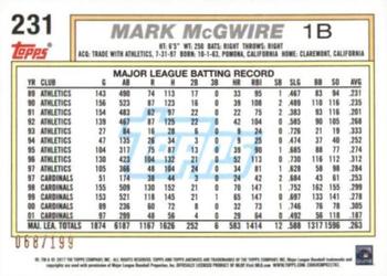 2017 Topps Archives - Peach #231 Mark McGwire Back