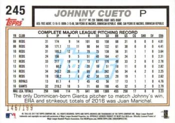 2017 Topps Archives - Peach #245 Johnny Cueto Back