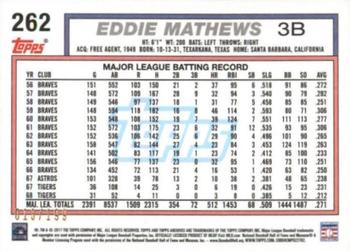 2017 Topps Archives - Peach #262 Eddie Mathews Back