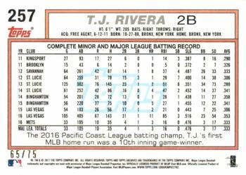 2017 Topps Archives - Blue #257 T.J. Rivera Back