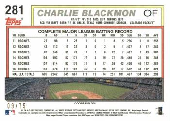 2017 Topps Archives - Blue #281 Charlie Blackmon Back