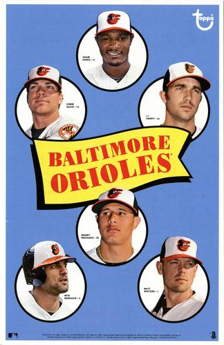 2014 Topps MLB Retro Team Posters 5x7.75 #NNO Adam Jones / Chris Davis / J.J. Hardy / Nick Markakis / Manny Machado / Matt Wieters Front