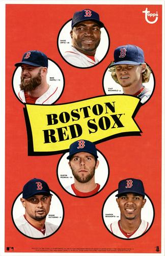 2014 Topps MLB Retro Team Posters 5x7.75 #NNO David Ortiz / Mike Napoli / Clay Buchholz / Shane Victorino / Dustin Pedroia / Xander Bogaerts Front
