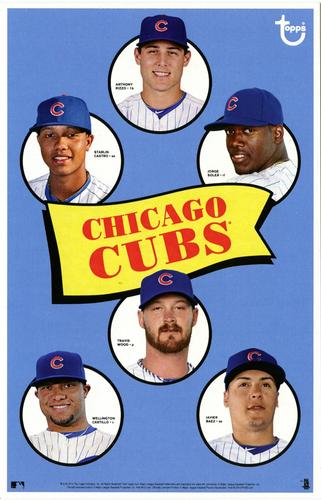 2014 Topps MLB Retro Team Posters 5x7.75 #NNO Anthony Rizzo / Starlin Castro / Jorge Soler / Welington Castillo / Travis Wood / Javier Baez Front