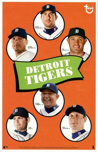 2014 Topps MLB Retro Team Posters 5x7.75 #NNO Justin Verlander / Victor Martinez / Ian Kinsler / Alex Avila / Miguel Cabrera / Max Scherzer Front