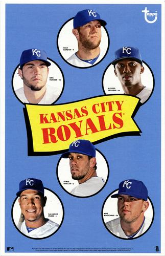 2014 Topps MLB Retro Team Posters 5x7.75 #NNO Alex Gordon / Eric Hosmer / Alcides Escobar / James Shields / Salvador Perez / Mike Moustakas Front