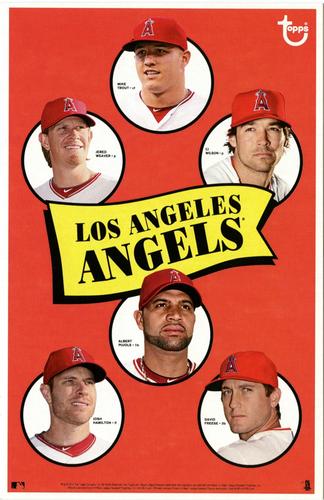 2014 Topps MLB Retro Team Posters 5x7.75 #NNO Mike Trout / Jered Weaver / CJ Wilson / Josh Hamilton / Albert Pujols / David Freese Front