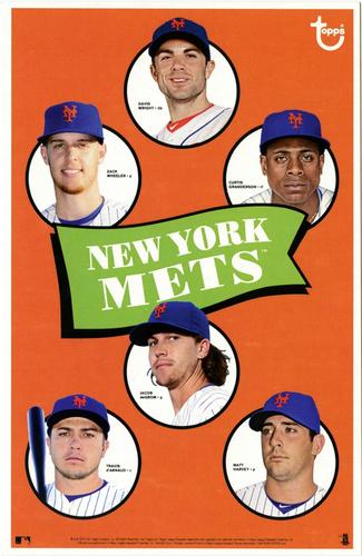 2014 Topps MLB Retro Team Posters 5x7.75 #NNO David Wright / Zack Wheeler / Curtis Granderson / Travis d'Arnaud / Jacob deGrom / Matt Harvey Front