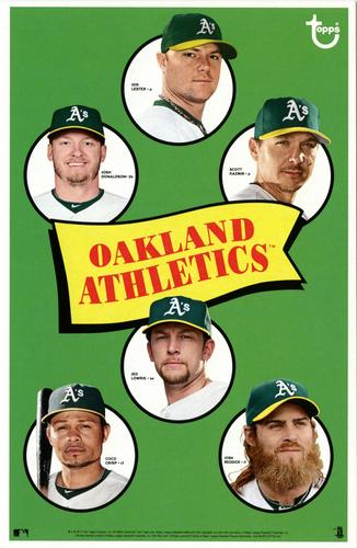 2014 Topps MLB Retro Team Posters 5x7.75 #NNO Jon Lester / Josh Donaldson / Scott Kazmir / Coco Crisp / Jed Lowrie / Josh Reddick Front