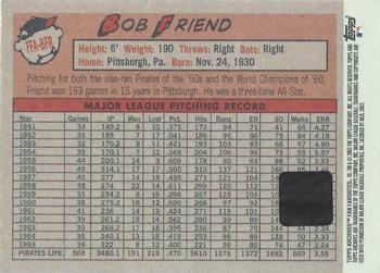 2003 Topps All-Time Fan Favorites - Archives Autographs #FFA-BFR Bob Friend Back
