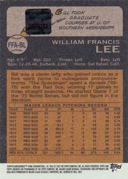2003 Topps All-Time Fan Favorites - Archives Autographs #FFA-BL Bill Lee Back
