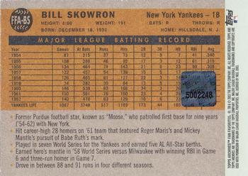 2003 Topps All-Time Fan Favorites - Archives Autographs #FFA-BS Bill Skowron Back