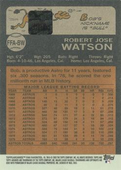 2003 Topps All-Time Fan Favorites - Archives Autographs #FFA-BW Bob Watson Back
