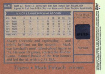 2003 Topps All-Time Fan Favorites - Archives Autographs #FFA-MF Mark Fidrych Back