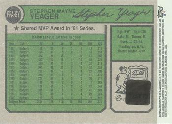 2003 Topps All-Time Fan Favorites - Archives Autographs #FFA-SY Steve Yeager Back