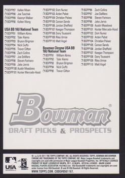 2011 Bowman Draft Picks & Prospects - Checklists Hobby #3 Hobby Checklist 3 Back