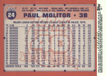 2003 Topps All-Time Fan Favorites - Refractors #24 Paul Molitor Back