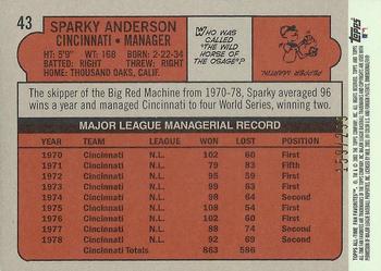2003 Topps All-Time Fan Favorites - Refractors #43 Sparky Anderson Back