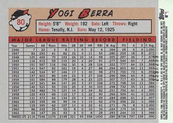 2003 Topps All-Time Fan Favorites - Refractors #80 Yogi Berra Back