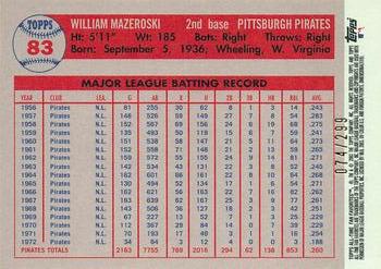 2003 Topps All-Time Fan Favorites - Refractors #83 Bill Mazeroski Back