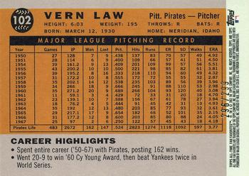 2003 Topps All-Time Fan Favorites - Refractors #102 Vern Law Back