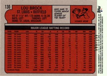 2003 Topps All-Time Fan Favorites - Refractors #130 Lou Brock Back