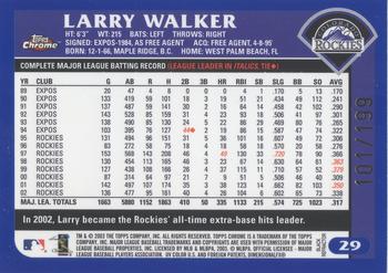 2003 Topps Chrome - Black Refractors #29 Larry Walker Back