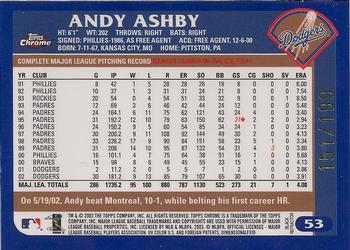 2003 Topps Chrome - Black Refractors #53 Andy Ashby Back