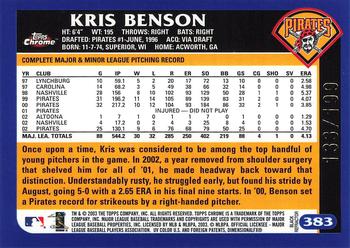 2003 Topps Chrome - Black Refractors #383 Kris Benson Back