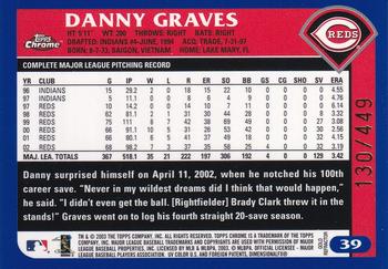 2003 Topps Chrome - Gold Refractors #39 Danny Graves Back