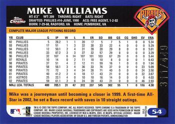 2003 Topps Chrome - Gold Refractors #54 Mike Williams Back