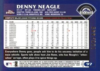 2003 Topps Chrome - Gold Refractors #97 Denny Neagle Back