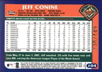 2003 Topps Chrome - Gold Refractors #104 Jeff Conine Back