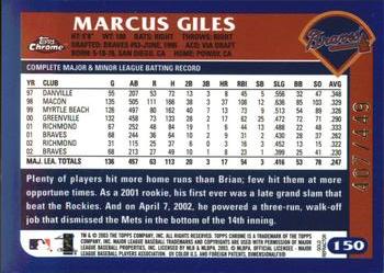 2003 Topps Chrome - Gold Refractors #150 Marcus Giles Back