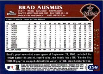 2003 Topps Chrome - Gold Refractors #258 Brad Ausmus Back