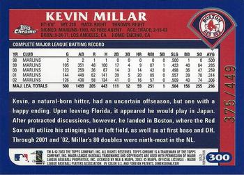 2003 Topps Chrome - Gold Refractors #300 Kevin Millar Sox Back