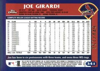 2003 Topps Chrome - Gold Refractors #341 Joe Girardi Back