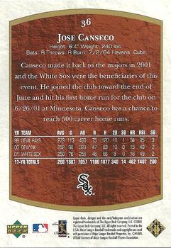 2001 Upper Deck Ultimate Collection #36 Jose Canseco Back