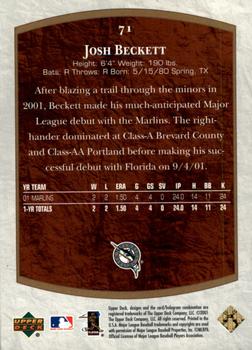 2001 Upper Deck Ultimate Collection #71 Josh Beckett Back