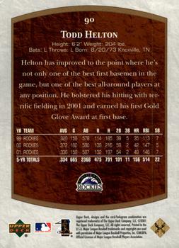 2001 Upper Deck Ultimate Collection #90 Todd Helton Back