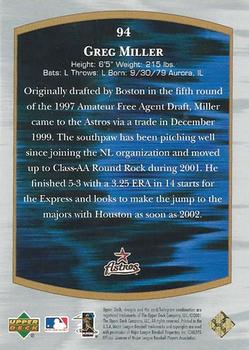 2001 Upper Deck Ultimate Collection #94 Greg Miller Back