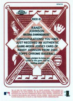2003 Topps Chrome - Red Backs Relics Refractors #RBCR-RJ Randy Johnson Back
