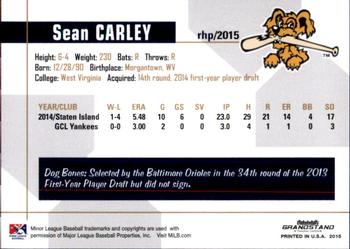 2015 Grandstand Charleston RiverDogs #NNO Sean Carley Back