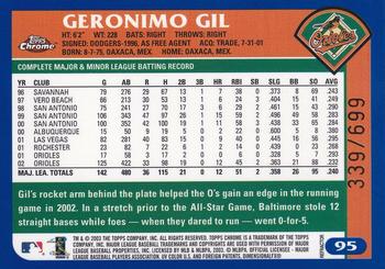 2003 Topps Chrome - Refractors #95 Geronimo Gil Back