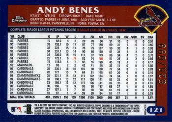 2003 Topps Chrome - Refractors #121 Andy Benes Back