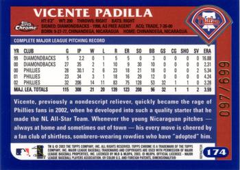 2003 Topps Chrome - Refractors #174 Vicente Padilla Back