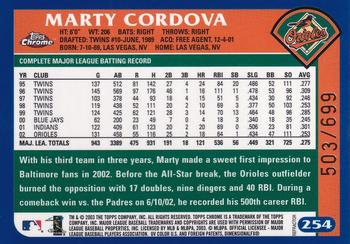 2003 Topps Chrome - Refractors #254 Marty Cordova Back
