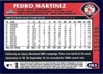 2003 Topps Chrome - Refractors #283 Pedro Martinez Back
