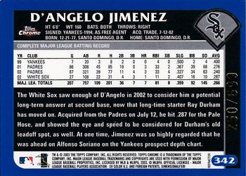 2003 Topps Chrome - Refractors #342 D'Angelo Jimenez Back