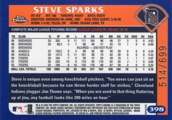 2003 Topps Chrome - Refractors #398 Steve Sparks Back